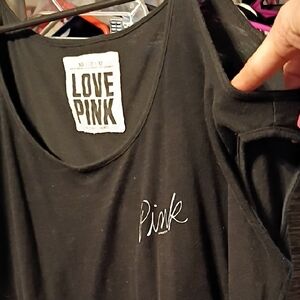 PINK Victoria's Secret Black Tank with White Logo